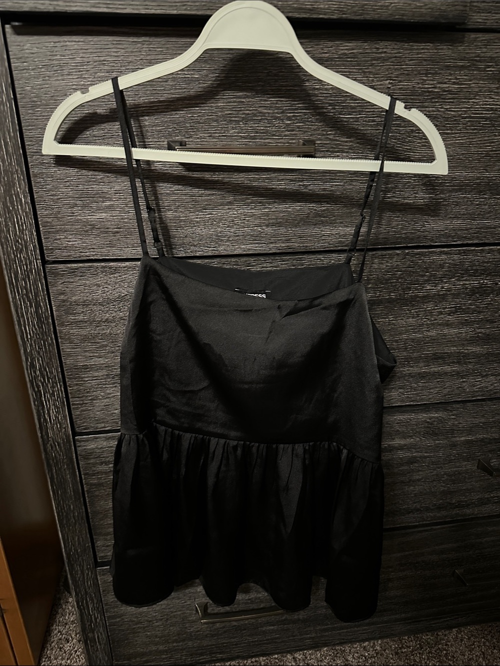 Express Black Spaghetti-Strap Peplum Cami